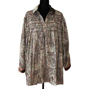 Free People Lucille Corduroy Mini Dress XS Cocoa Combo Babydoll Silhouette 229